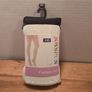 JOYSPUN XXL  Polka Dot Tights 2 Pair White Black Fashion Pantyhose NWT